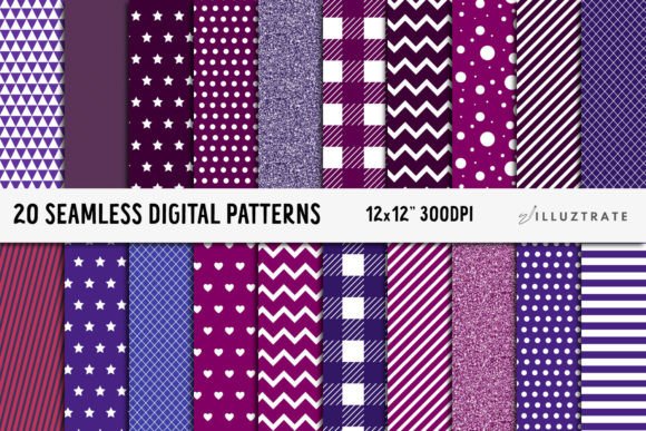 Dark Purple Digital Paper Patterns