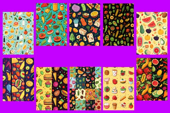 Food Fiesta Patterns: Enhancing Creativity with Digital Design Resources