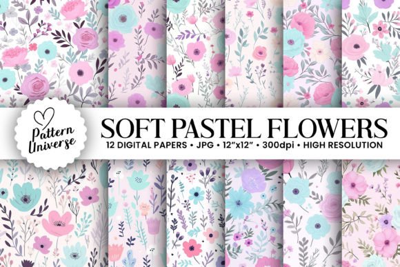 Soft Pastel Flowers Seamless Patterns: A Versatile Design Solution for Creative Projects
