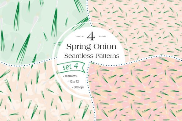 Spring Onion Seamless Patterns - Set 4