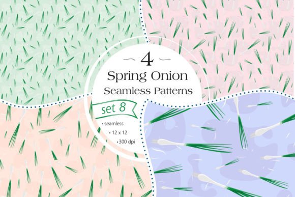Spring Onion Seamless Patterns - Set 8