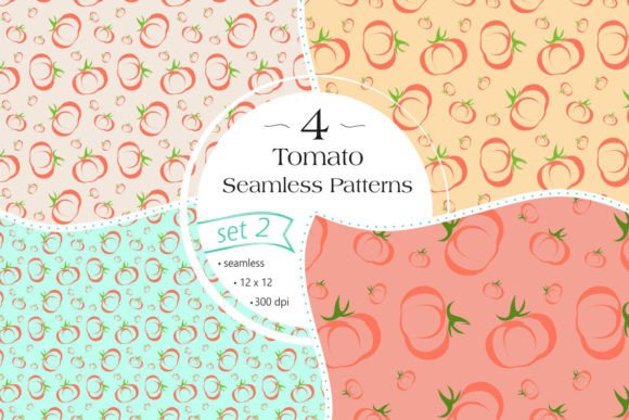Tomato Seamless Patterns - Set 2: A Versatile Tool for Creative Professionals and Digital Designers