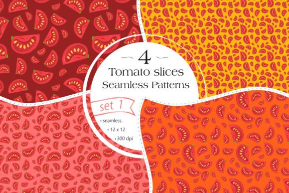 Tomato Slices Seamless Patterns - Set 1: A Versatile Digital Paper Pack for Creative Projects