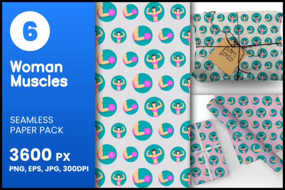 Woman Muscles Seamless Patterns for Creative Projects